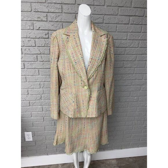 Worthington Women Multicolored Tweed Skirt Suit Size 16 - Picture 1 of 11